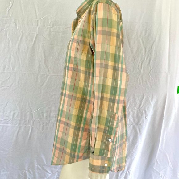 Vintage Light Pink Green and Yellow Plaid Button Down - Jeffrey Banks - Picture 3 of 7